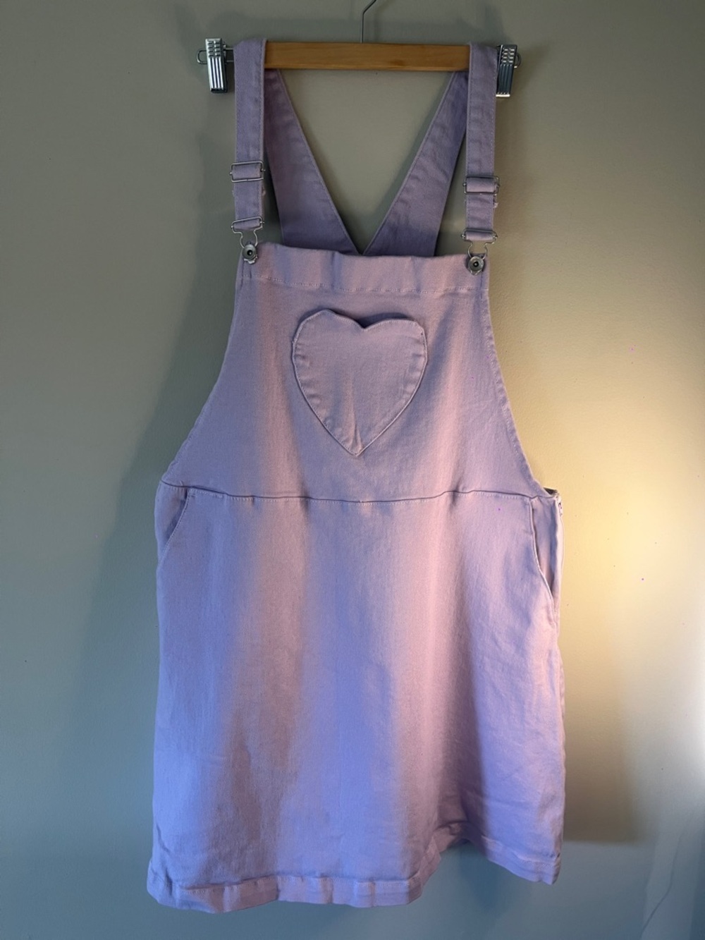 Blackheart Lavender Asymmetrical Pinafore Dress with Heart Patch